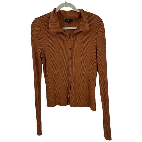 The Range Division Rib Button Up Turtleneck size Large in Whiskey Brown - Picture 1 of 9